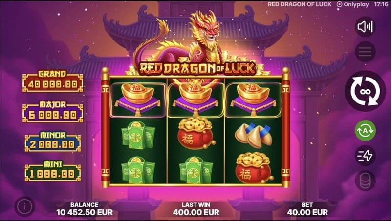 Red Dragon of Luck - início do recurso Bonus Coin Game